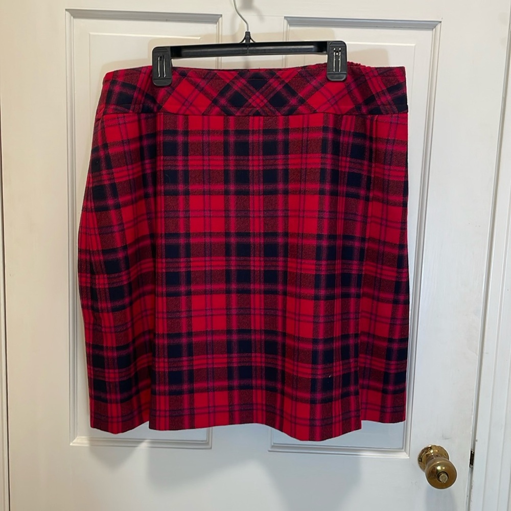 Talbots, Red and Black Tartan Skirt, 18w